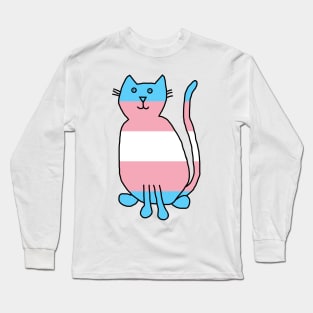 Transgender Pride Flag Cat Long Sleeve T-Shirt